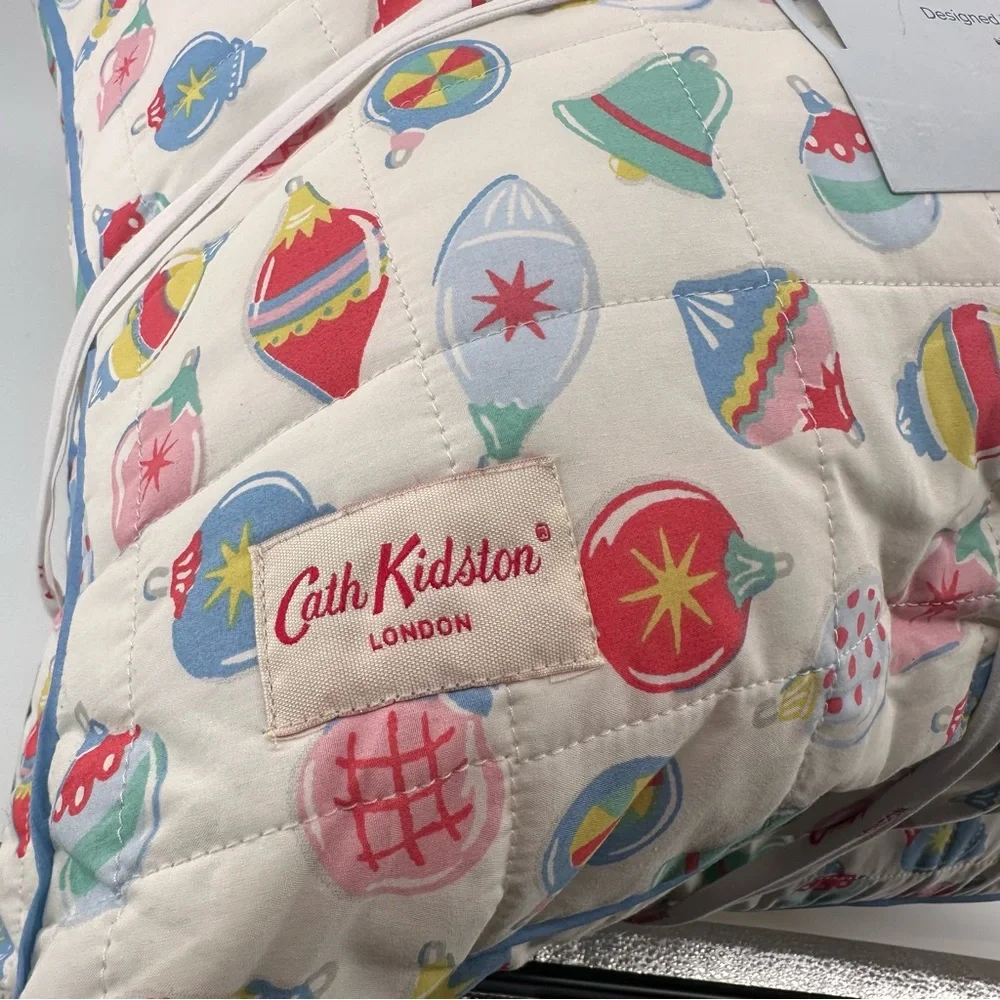 Cath Kidston London  2 Christmas Baubles Pastel Euro Shams‎ new